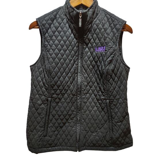 Cutter & Buck LSU Tigers Women's Diamond Quilted Pattern Black Vest Size Medium - Picture 1 of 8